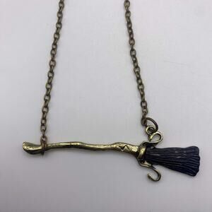 Witch Broom Pendant Harry Potter Broomstick Vintage Style Necklace Women